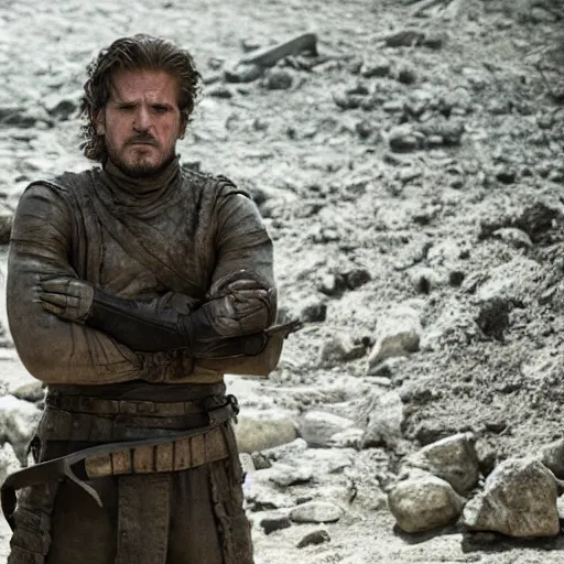 Prompt: solid snake in game of thrones, photography, tv show, hbo,