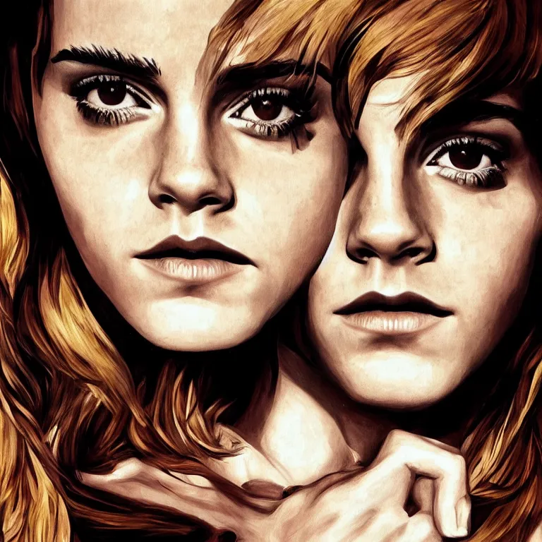 Prompt: Emma Watson, pop-art, photorealism