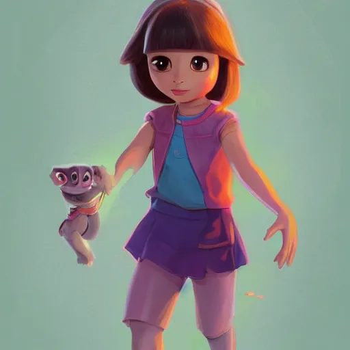 Prompt: A full-length portrait of a beautiful and elegant dora the explorer， full of details, matte painting, concept art, smooth, by Kittichai Rueangchaichan and wlop ，trending on cgsociety and artstation，8kHDR，light effect