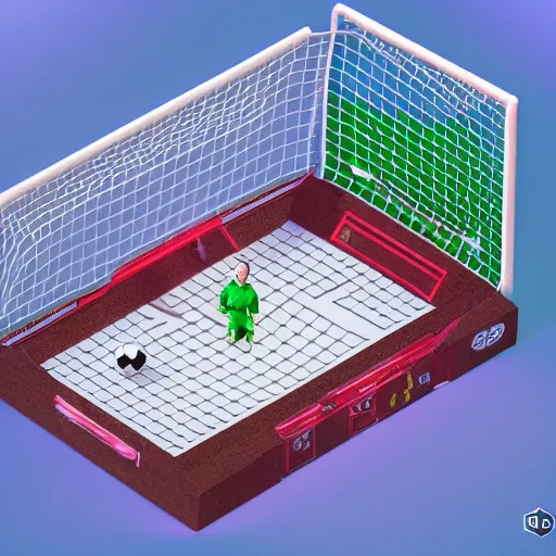 Image similar to 3d digital soccer themed game lootbox, isometric, octane, cinema 4d, vray