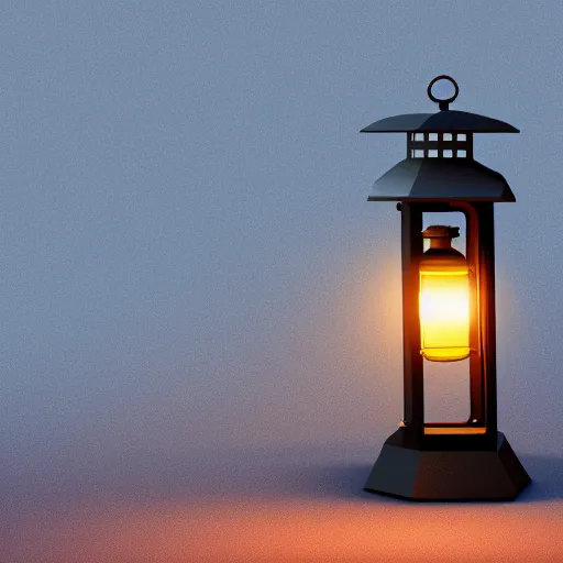 Image similar to lonely old lantern on empty modern street at night, photorealistic