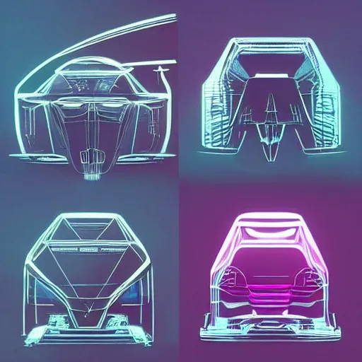 Image similar to synthwave wireframe intergalactic planetary future space vehicles that look super stylish. retrofuturism