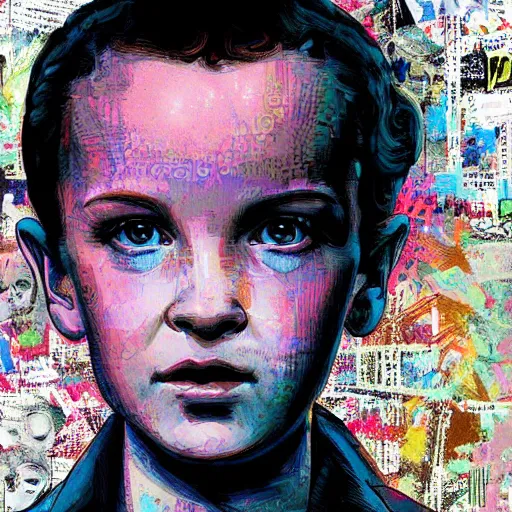 Prompt: portrait of beautiful eleven from stranger things by derek gores