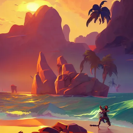 Image similar to painting treasure on sea of thieves game smooth median photoshop filter cutout vector, behance hd by jesper ejsing, by rhads, makoto shinkai and lois van baarle, ilya kuvshinov, rossdraws global illumination