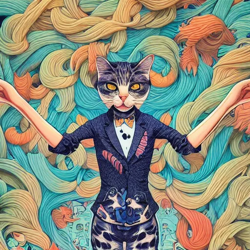 Image similar to crazy cat lady, extremely detailed, sharp focus, wide view, full body shot, smooth, digital illustration, by james jean, by rossdraws, frank franzzeta, sakimichan