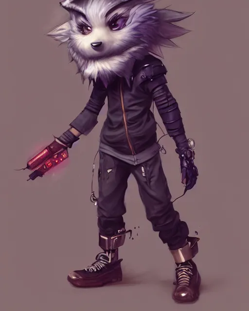 Image similar to character concept art of a cute young male anthropomorphic cyberpunk furry | | cute - fine - face, pretty face, key visual, realistic shaded perfect face, fine details by stanley artgerm lau, wlop, rossdraws, james jean, andrei riabovitchev, marc simonetti, and sakimichan, trending on artstation