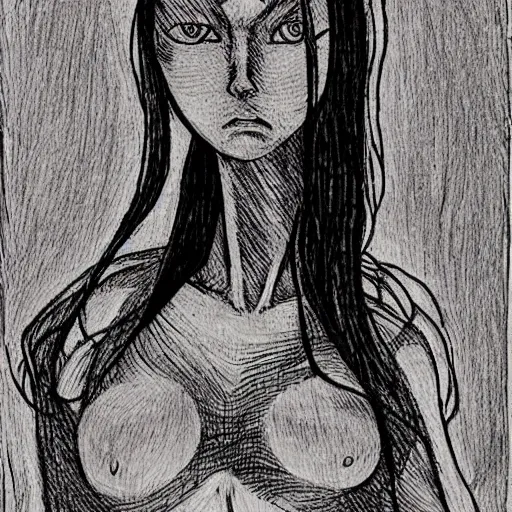 Prompt: rei ayamy by junji ito and leonardo davinci