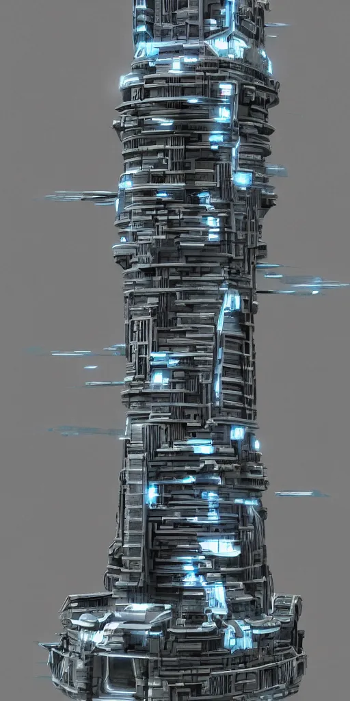 Image similar to epic futuristic tower, highly detailed, realistic, dramatic