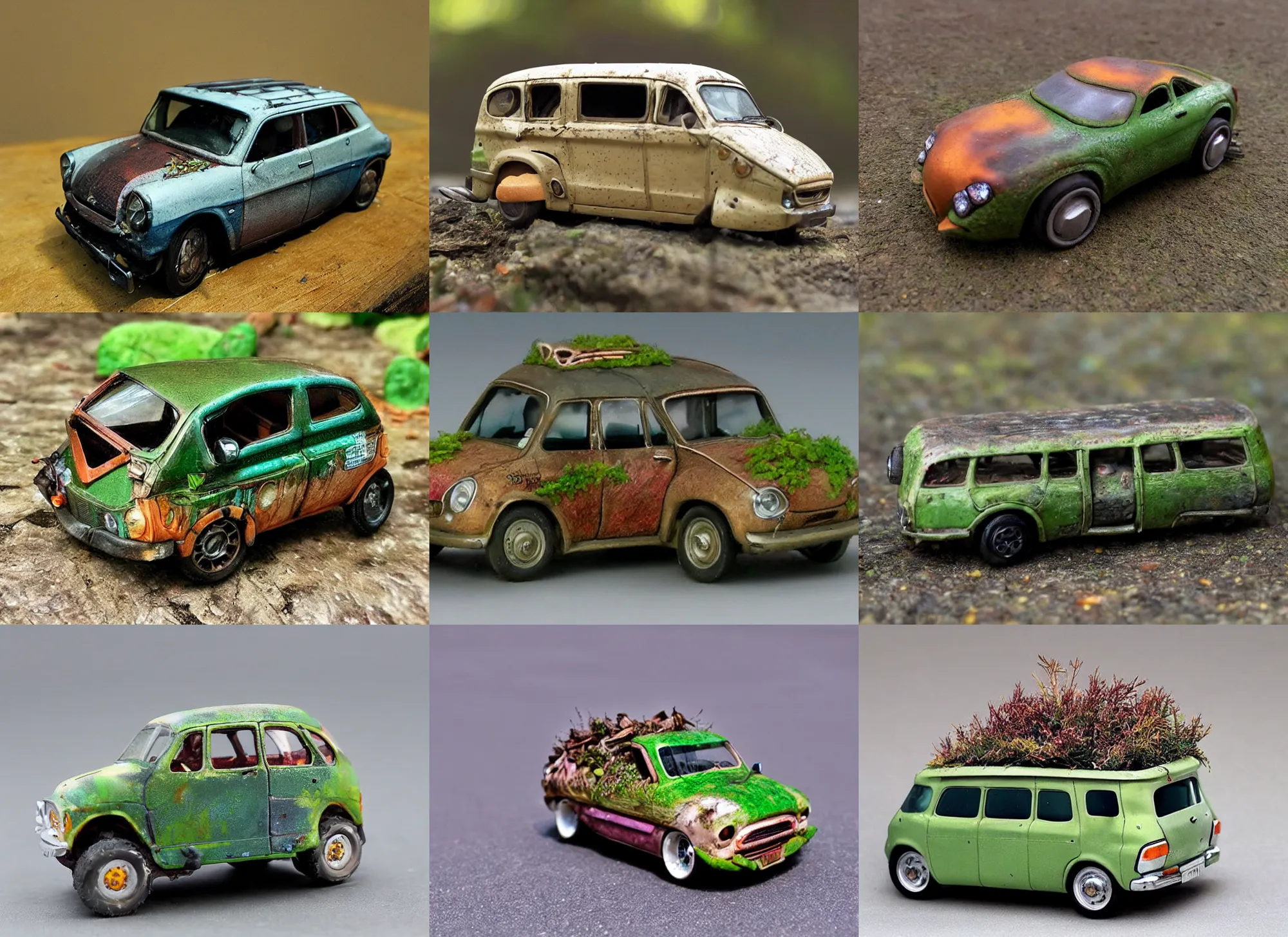 Prompt: realistic miniature forestpunk car