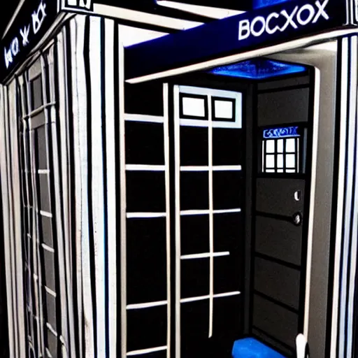 Image similar to doctor who inspired tardis that looks like a elevator