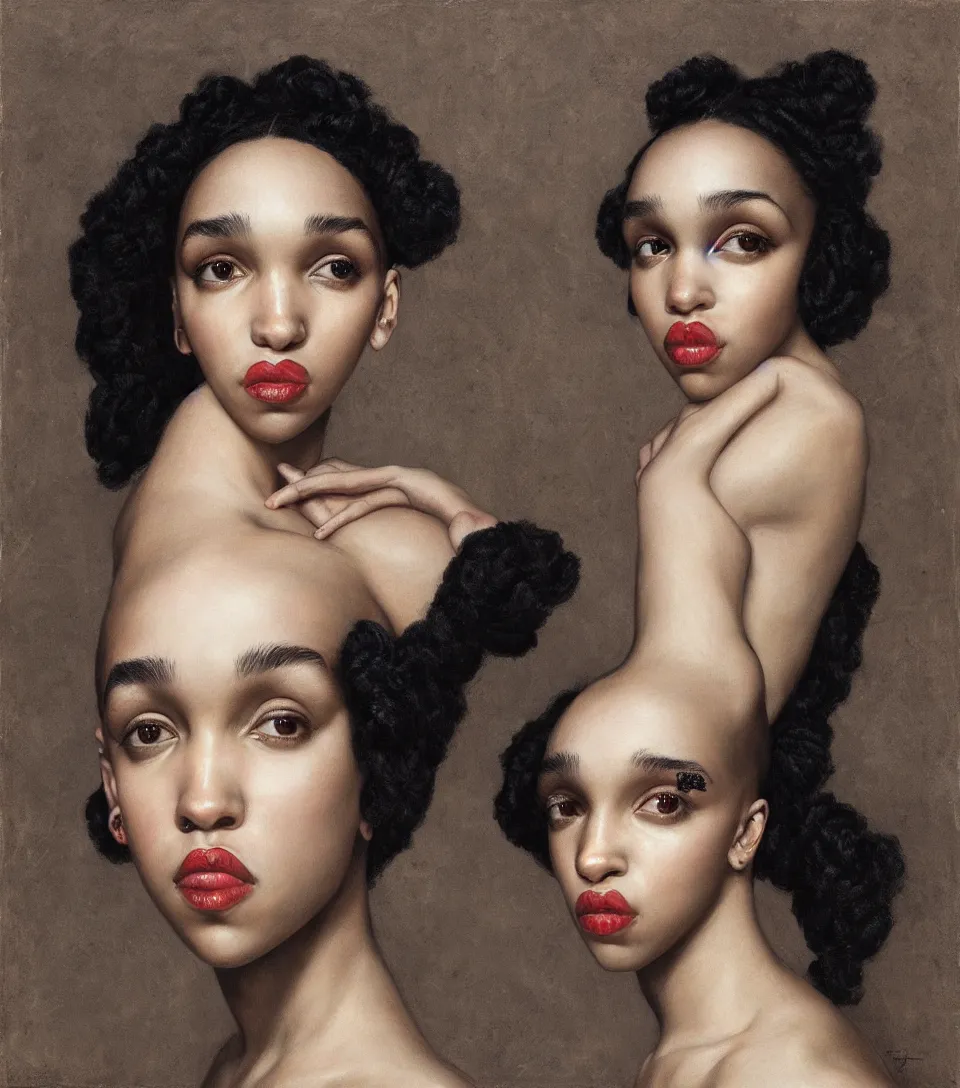 Image similar to portrait of fka twigs in the style of roberto ferri