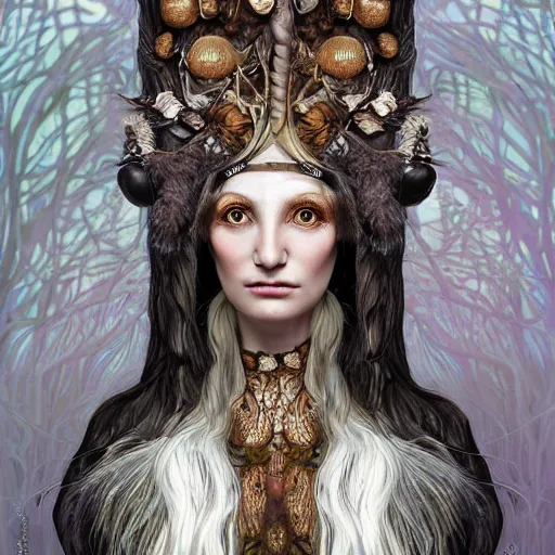 Prompt: a photograpic portrait of a anthropomorphic norse mythology mimosa, wearing furry clothes in the style of heilung an experimental folk music band, fantasy, intricate, elegant, highly detailed, photo realism, digital painting, artstation, concept art, smooth, sharp focus, illustration, art by artgerm and H R Giger and alphonse mucha