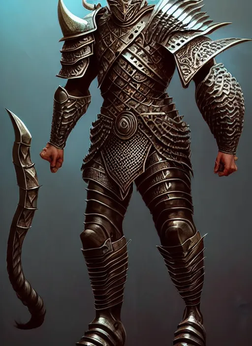 Image similar to intricate ornate heavy armor!!! muscular and tall dnd male dragonborn!! draconian!! character concept art, sharp focus, octane render! unreal engine 5! highly rendered!! trending on artstation!! detailed linework!! illustration by artgerm, wlop, and chie yoshii