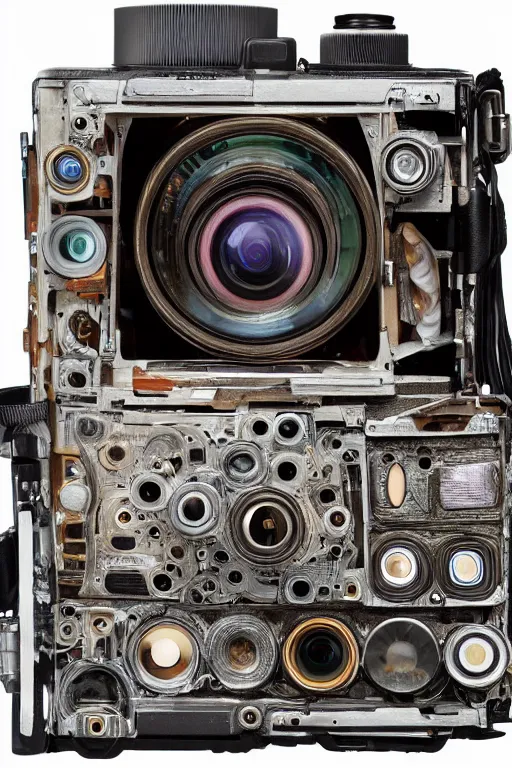 Image similar to A photo of an old opened camera, internals revealed, the most complex looking machine ever made by Annie Lebovitz and Steve McCurry Ultra detailed, hyper realistic, 4k