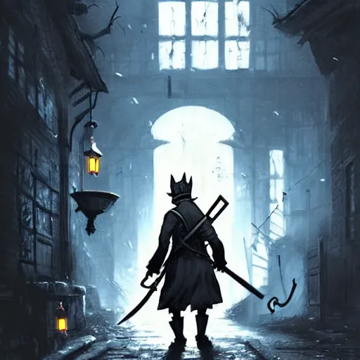 Image similar to pikachu in a back alley wielding a machete and a blunderbuss, art by greg rutkowski, in the style of bloodborne, intricate, elegant, highly detailed, smooth, sharp focus, artstation