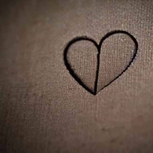 Image similar to intricate logo with heart carved into ivory, c anon 5 d 5 0 mm lens