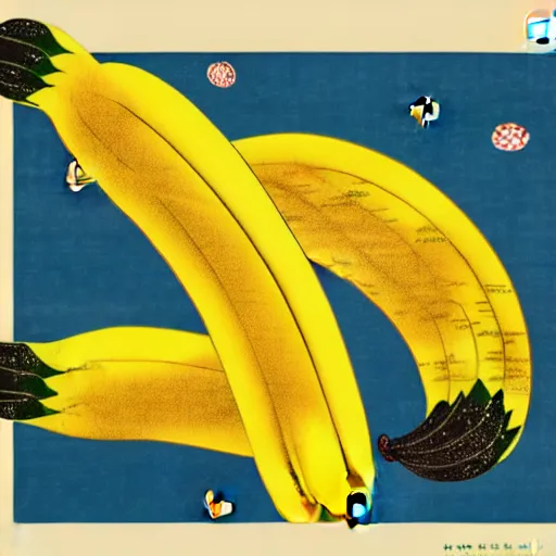 Image similar to propaganda poster of an abstract high resolution map of a banana Ukiyo-e style, HD