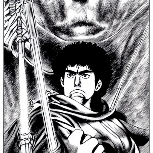 Prompt: George Lucas in Berserk manga by Kentaro Miura