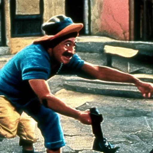 Image similar to el chavo del ocho, a still of an action movie