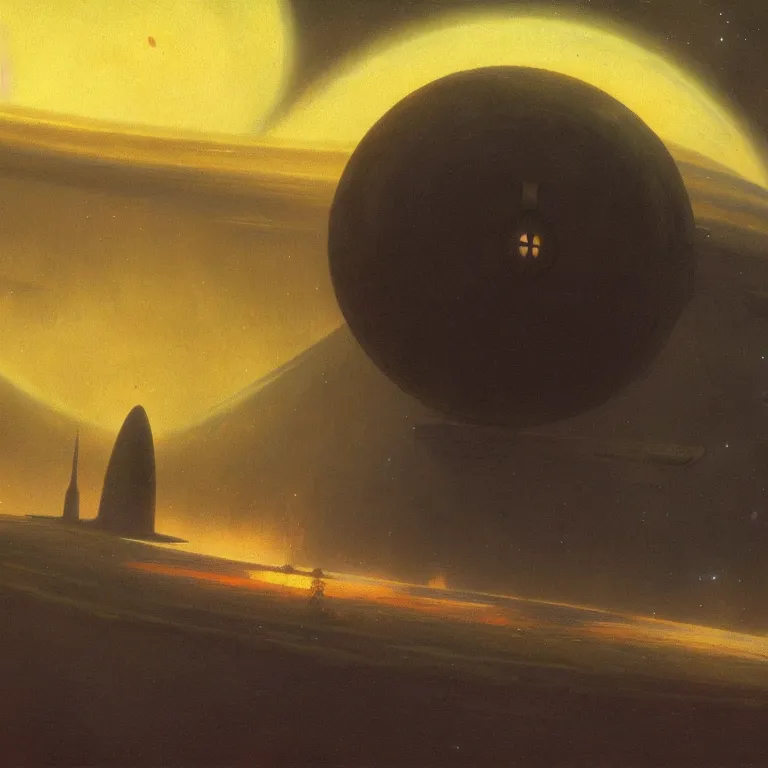 Prompt: a spaceship in low atmosphere, concept art, by carl gustav carus, by john harris