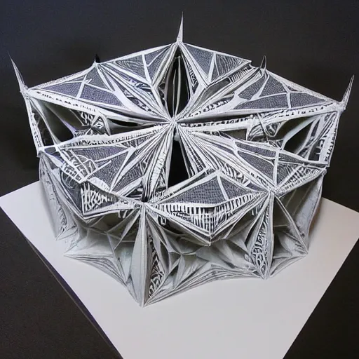 Image similar to origami megastructure, extremely high definition, hyper detailed, intricate