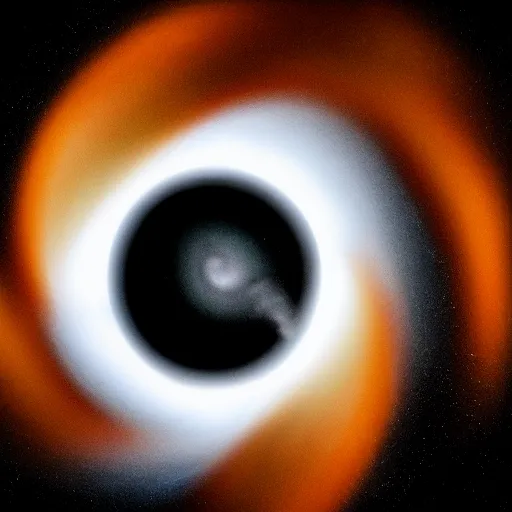 Image similar to black hole absorbing a cloud, cloud spiral, waves of electrical energy, 40nm lens, wide angle, shallow depth of field, 4k,