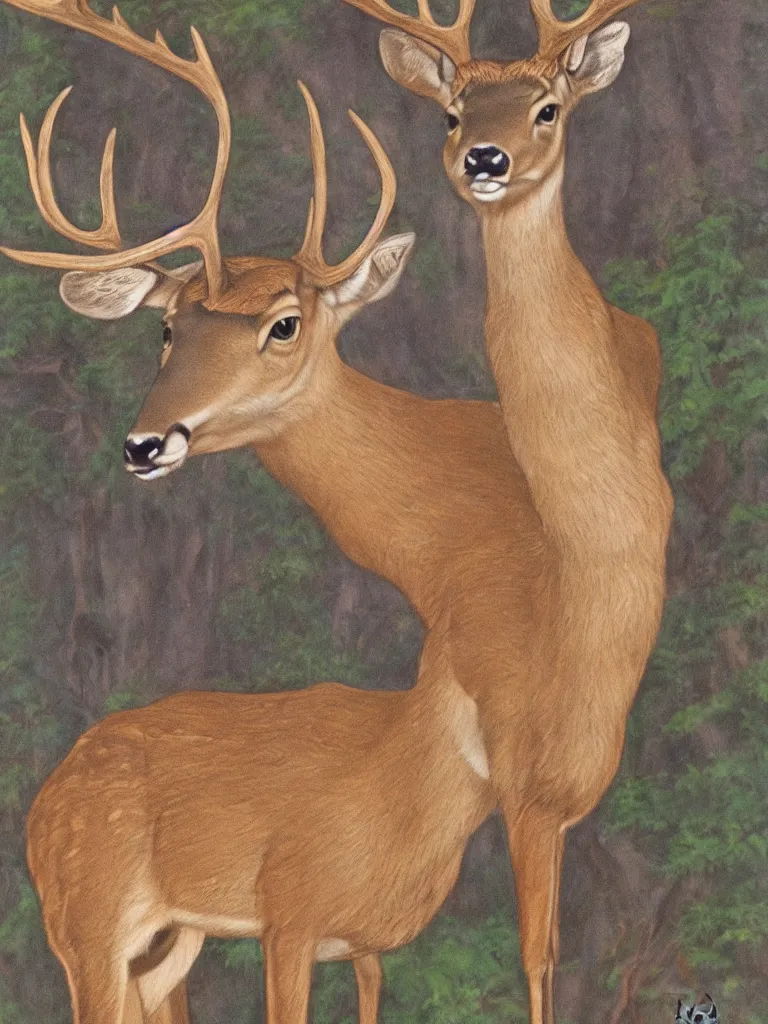 Image similar to a portrait of a male deer, by Don Bluth