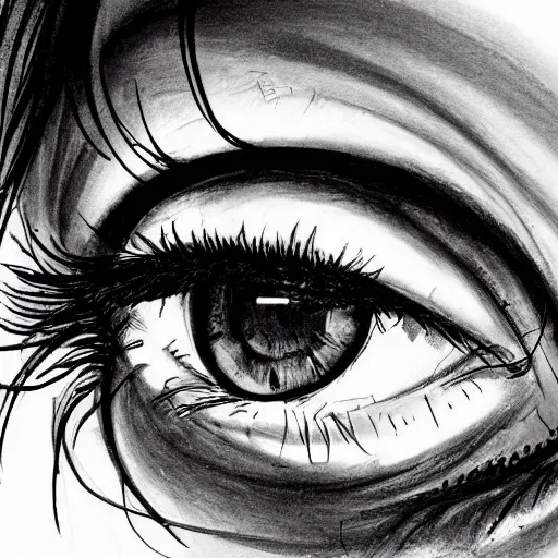 Prompt: detailed illustration of a girls eyes with tears, highly detailed, realistic, art station
