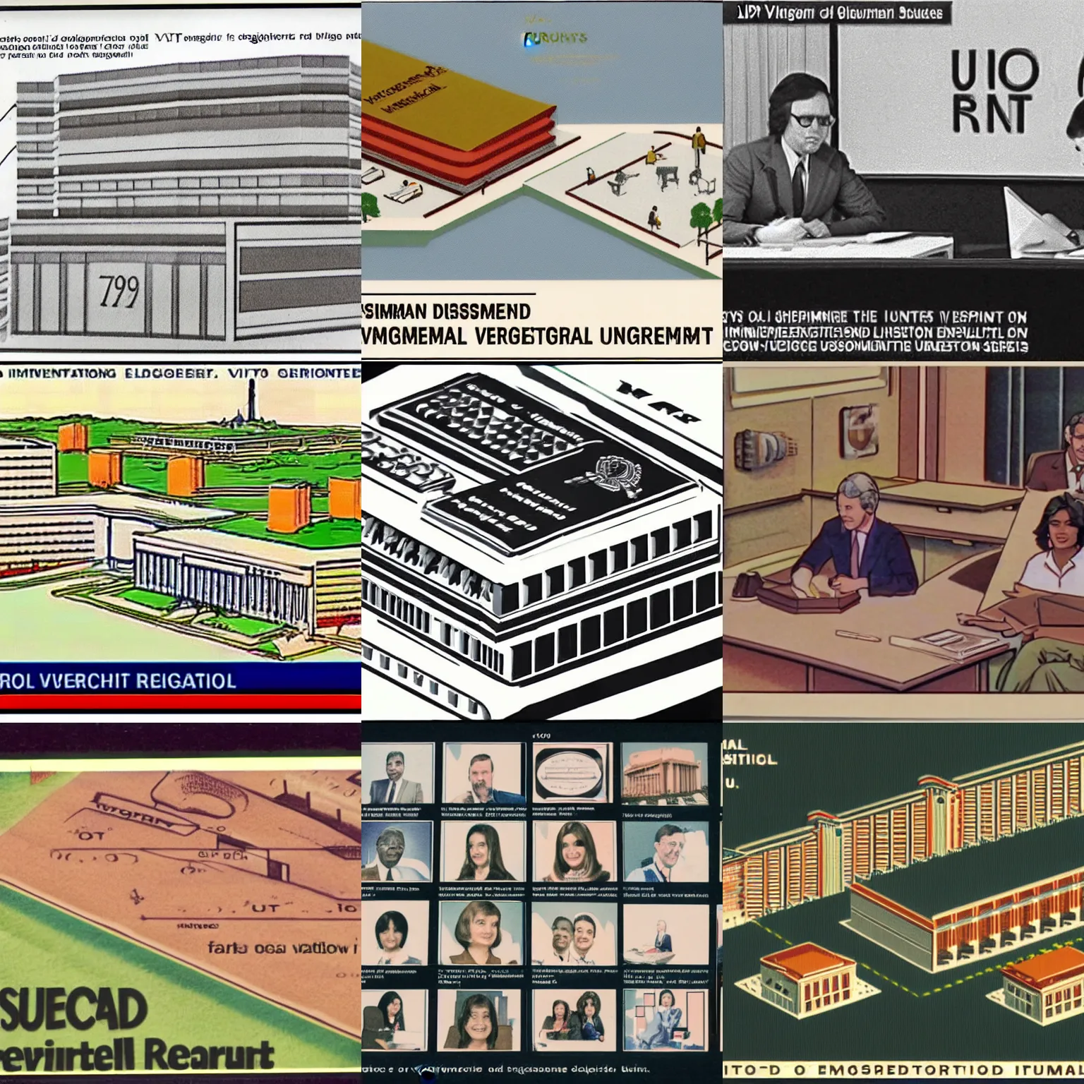 Prompt: 1970s VHS USDA government federal department human resources instructional video with simple isometric diagrams slideshow