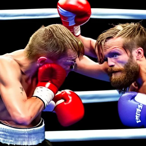 Image similar to Pewdiepie in a boxing match against Felix Kjellberg