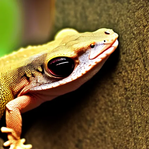 Prompt: stern cute gecko, realistic, cinematic