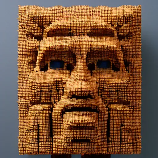 Image similar to a pixelated wood sculpture designed by hsu tung han