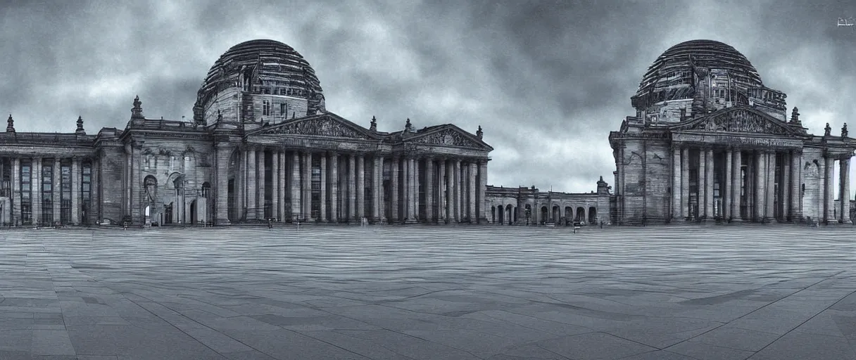 Image similar to dystopian reichstag Germany, futuristic digital painting