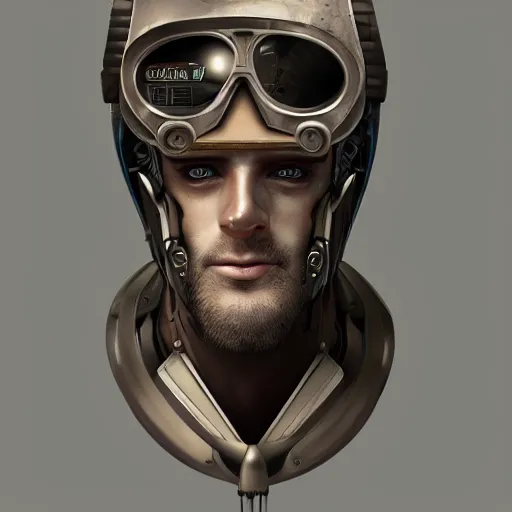 Prompt: Portrait of a cybernetic man, steampunk, digital art, artstation, detailed, realistic