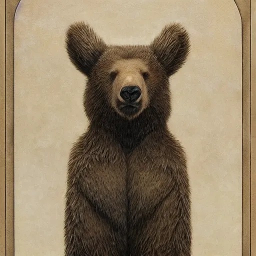 Prompt: bear rabbit hybrid character portrait by jean delville, tom bagshaw, makoto shinkai, gustave dore and marco mazzoni, studio ghibli style, porcelain, histological, biology, zoology artificial intelligence, ebony, ivory, organic, detailed fur, intricate details