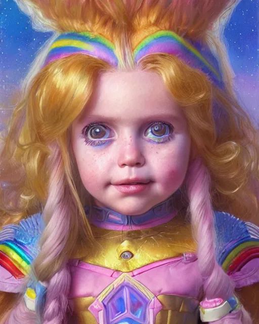 Prompt: rainbow brite portrait | highly detailed | very intricate | symmetrical | whimsical and magical | soft cinematic lighting | award - winning | closeup portrait | cute doll | painted by donato giancola and mandy jurgens and charlie bowater | pastel color palette | featured on artstation