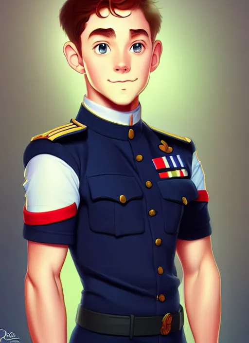 Prompt: cute navy cadet phil foden, natural lighting, path traced, highly detailed, high quality, digital painting, by don bluth and ross tran and studio ghibli and alphonse mucha, artgerm
