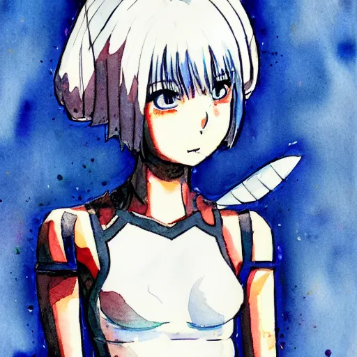 Image similar to watercolor sketch of rei ayanami