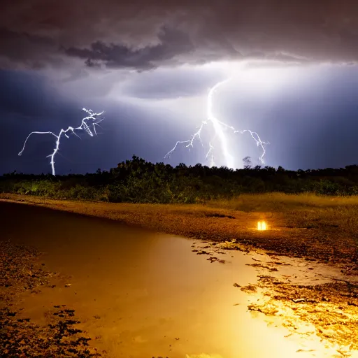 Prompt: flash of lightning in the night thunderstorm award winning high resolution beautiful