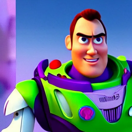 Image similar to nicolas cage is buzz lightyear in pixar style