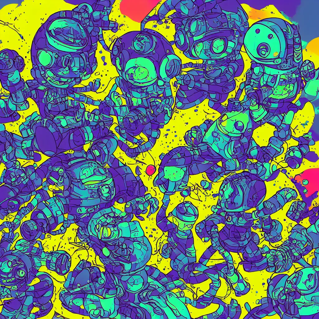 Image similar to indigo toads, ryuta ueda artwork, breakcore, jet set radio artwork, y 2 k, gloom, space, cel - shaded art style, broken rainbow, data, minimal, speakers, code, cybernetic, dark, eerie, cyber