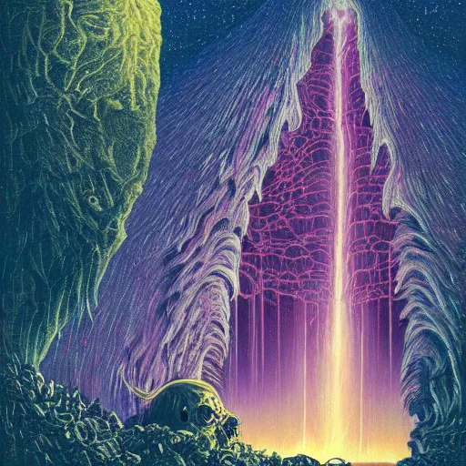 Image similar to ngc 3132 falling waterfall mysterious skull landscape by Casey Weldon, edge of the world, image credit nasa nat geo