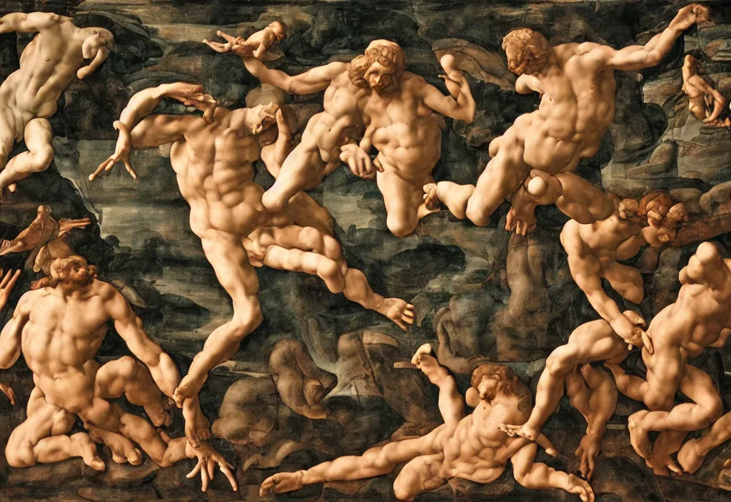 Image similar to frog as god on creation of adam by buonarroti michelangelo, highly detailed, 4 k, super resolution