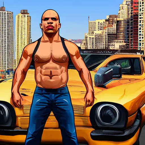 Image similar to tyler1 as a GTA style character on a loading screen, 4k, high detail, high-resolution photograph, professional photography, ultra-detail