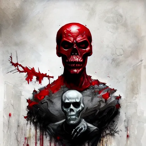 Image similar to redskull, by artur bordalo and tom bagshaw and craig davison and guy denning and harumi hironaka, trending on artstation hq, deviantart, pinterest, 4 k uhd image