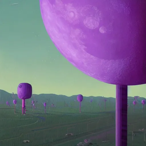 Prompt: a purple moon simon stalenhag high detail