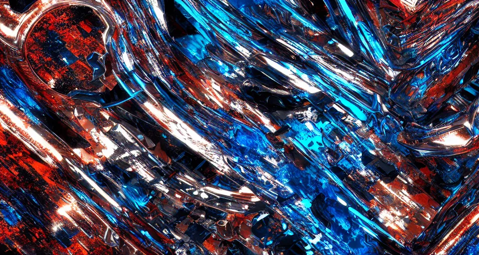 Image similar to an abstract Metalheart aesthetic, digital design, black and blue, digital art, trending on artstation, 8k resolution, high detail, octane render