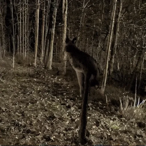Prompt: trail cam footage of Jerma, night vision photo