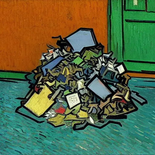 Prompt: pile of garbage, art by van gogh