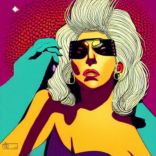 Prompt: “ lady gaga retro minimalist portrait, moebius starwatcher comic! minimalistic background, by jean giraud! 8 k ”